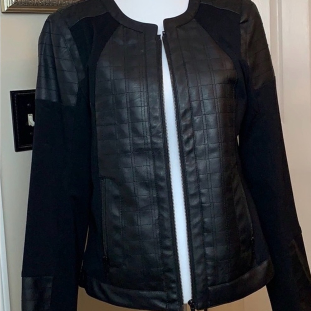 Larry Levine Black Quilted Leather Jacket